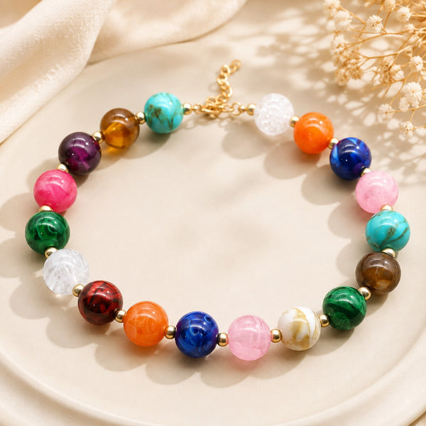 Chunky Marbled Resin Ball Collar Necklace | 40NK9803
