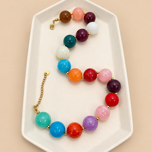 Chunky Marbled Resin Ball Collar Necklace | 40NK9803