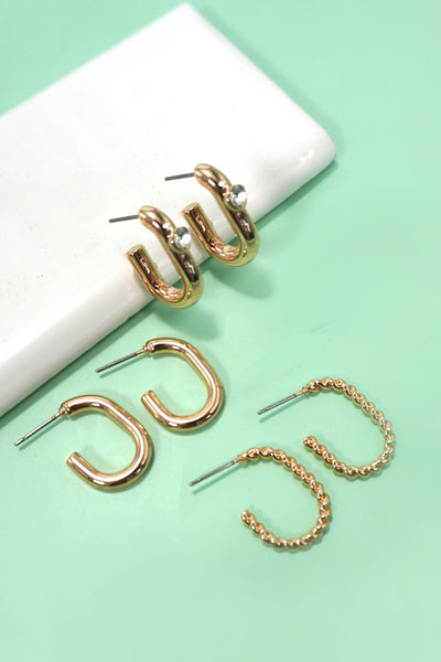 TRIO HUGGLE HOOP TITANIUM POST EARRINGS | 80E5808