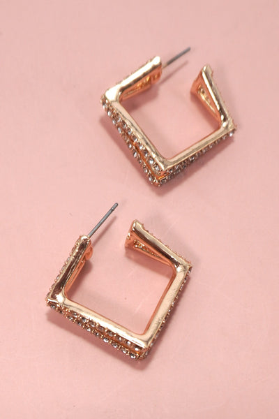 SQUARE RHINESTONE TITANIUM POST EARRINGS | 80E5822