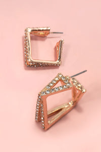 SQUARE RHINESTONE TITANIUM POST EARRINGS | 80E5822