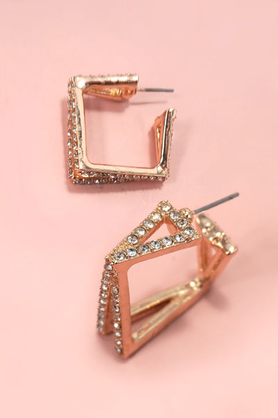 SQUARE RHINESTONE TITANIUM POST EARRINGS | 80E5822