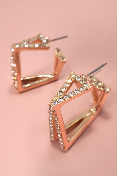 SQUARE RHINESTONE TITANIUM POST EARRINGS | 80E5822