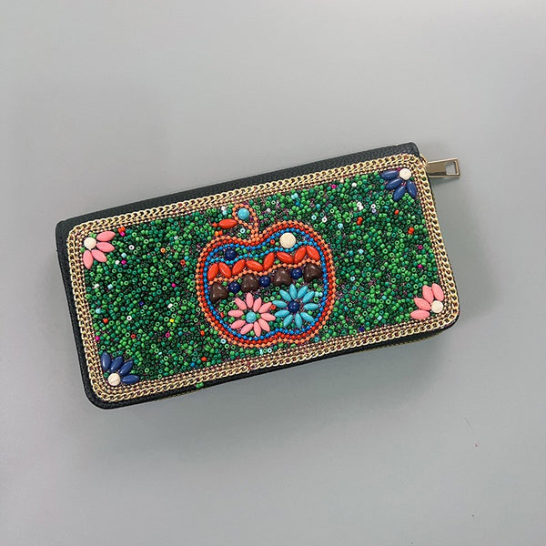 BOHO SEED BEAD WALLET CARD HOLDER | 40P574