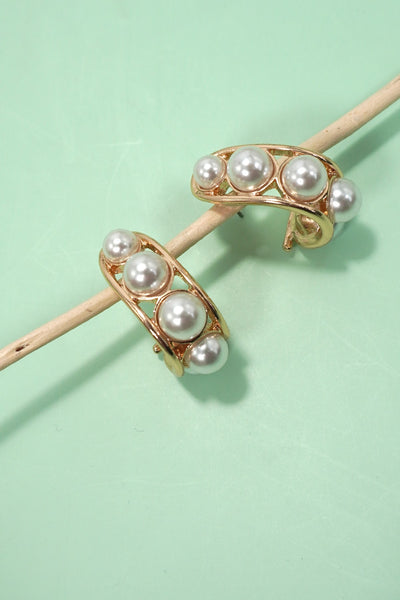 BOLD PEARL HOOP TITANIUM POST EARRINGS | 31E40466