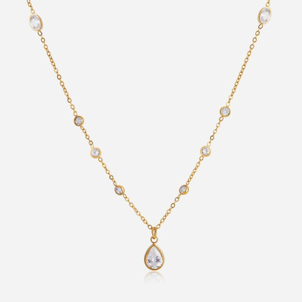 18K STAINLESS STEEL CRYSTAL PENDANT NECKLACE | 40NK9729
