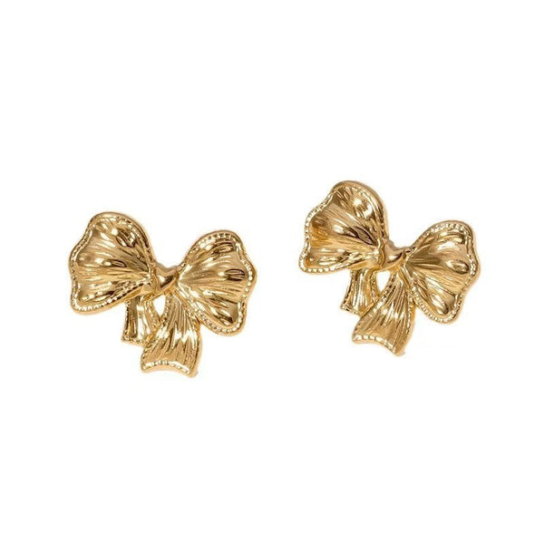 18K STAINLESS STEEL TARNISH FREE BOW EARRINGS | 40E345-EAR