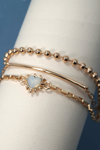 BAR HEART BALL CHAIN MULTI LAYERED BRACELET | 80B265