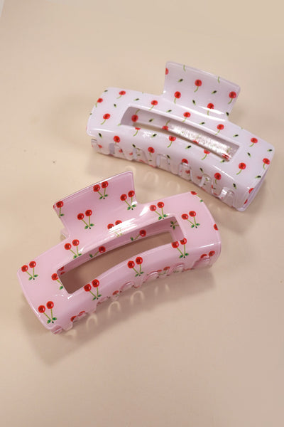 LARGE PVC CHERRY HAIR CLAW CLIPS | 40H871