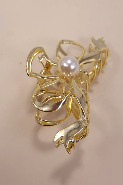 XTRA LARGE BOW PEARL STUDDED HAIR CLAW CLIPS | 40H874