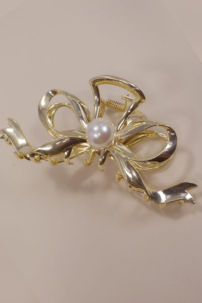 XTRA LARGE BOW PEARL STUDDED HAIR CLAW CLIPS | 40H874