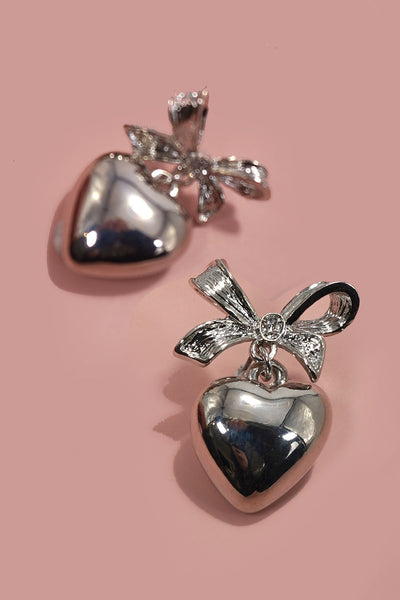 BOW HEART DROP TITANIUM POST EARRINGS | 80E5928