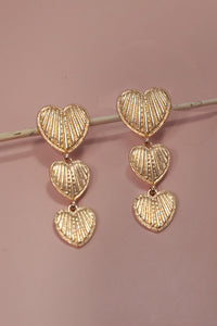 THREE HEART DROP ETCHED TITANIUM POST EARRINGS | 31E40510