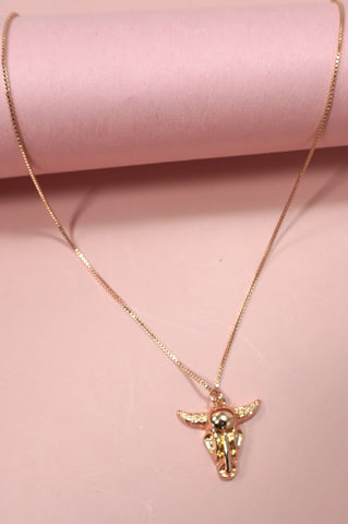 GOLD BULL HEAD CHARM NECKLACE | 80N1259