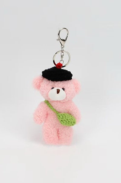 TEDDY BEAR KNITTED BAG HAT KEYCHAINS BAG CHARM | 40KC135