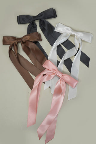 LONG DOUBLE BOW SATIN HAIR CLIP | 40H878