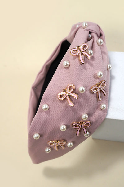 PEARL BOW HAIR BAND HEADBAND | 40HB161