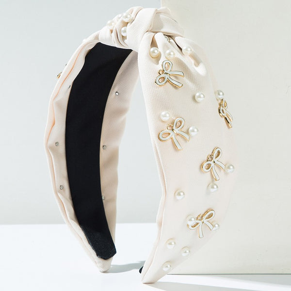 PEARL BOW HAIR BAND HEADBAND | 40HB161