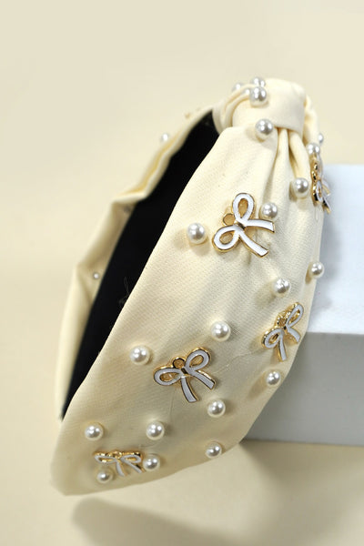 PEARL BOW HAIR BAND HEADBAND | 40HB161