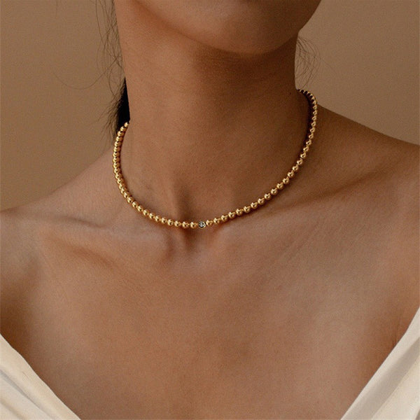 18K STAINLESS STEEL TARNISH FREE BEADED NECKLACE | 40NK9412