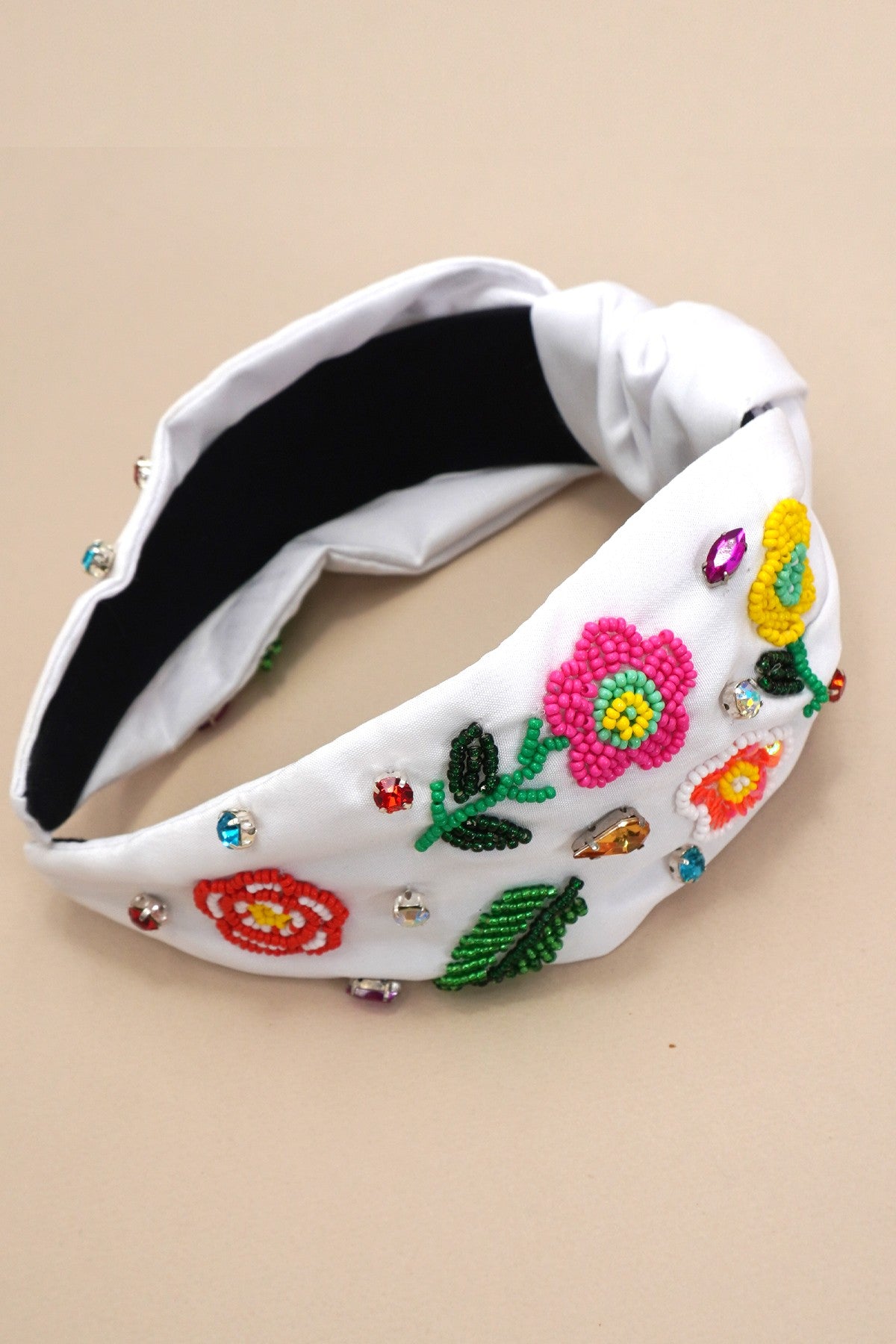 MULTI PETAL FLOWER STONE SEED BEAD HEADBAND | 91HB5813