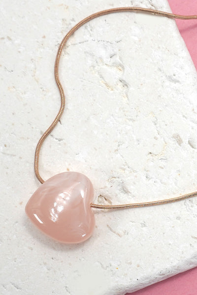 ROSE QUARTZ INSPIRED HEART CHARM NECKLACE | 80N91635