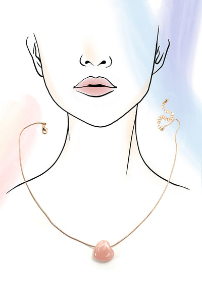 ROSE QUARTZ INSPIRED HEART CHARM NECKLACE | 80N91635