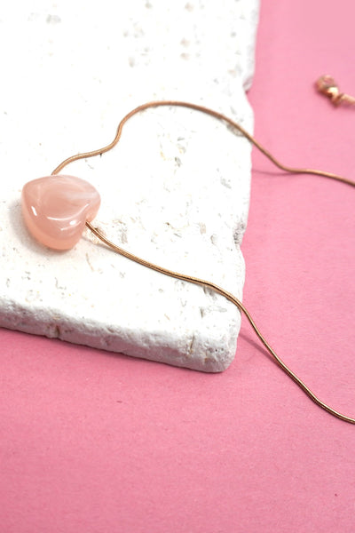 ROSE QUARTZ INSPIRED HEART CHARM NECKLACE | 80N91635