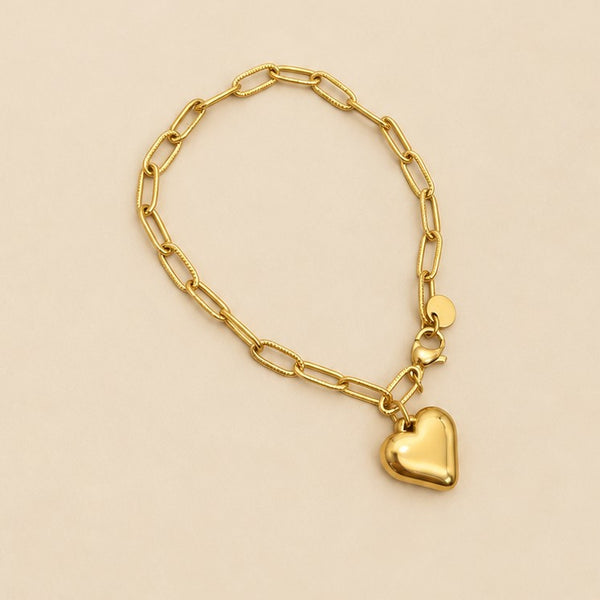 18K STAINLESS STEEL TARNISH FREE HEART BRACELET | 40B5132
