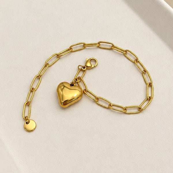 18K STAINLESS STEEL TARNISH FREE HEART BRACELET | 40B5132