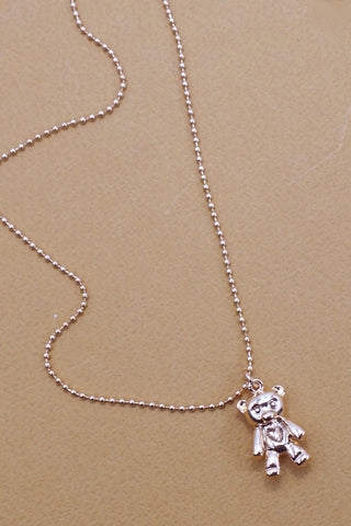 3D GOLD BEAR CHARM BALL CHAIN NECKLACE | 80N91471