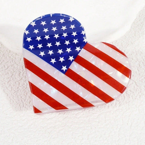 USA FLAG 4TH OF JULY STAR HEART HAIR CLAW  CLIPS | 40H897