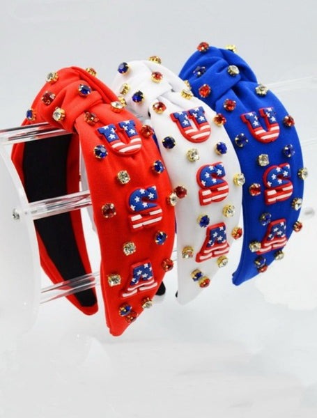 4TH OF JULY USA RHINESTONE STUD HEADBAND | 40HB164