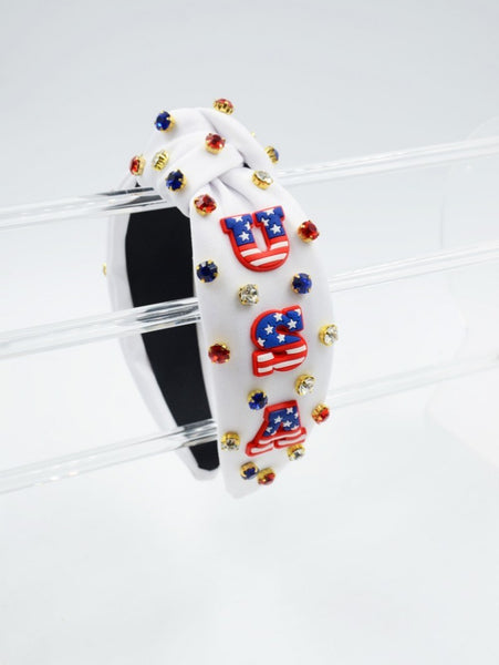4TH OF JULY USA RHINESTONE STUD HEADBAND | 40HB164