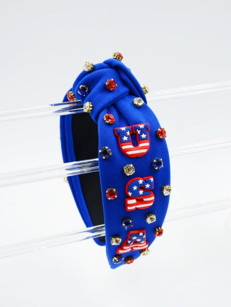 4TH OF JULY USA RHINESTONE STUD HEADBAND | 40HB164