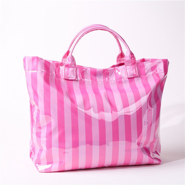 Large Striped Vinyl Tote Bags | 40P595