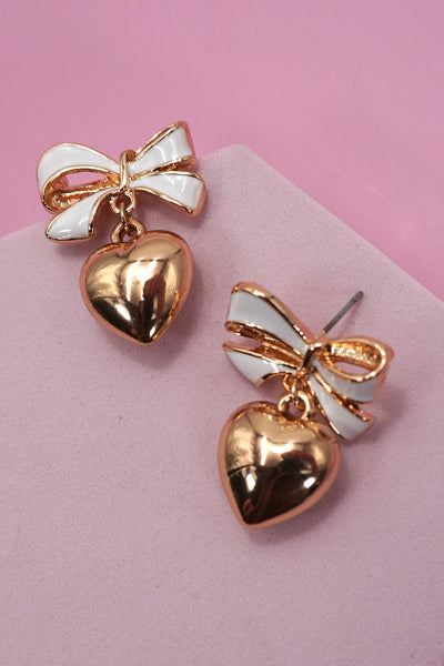 EPOXY BOW HEART DROP EARRINGS | 31E50382