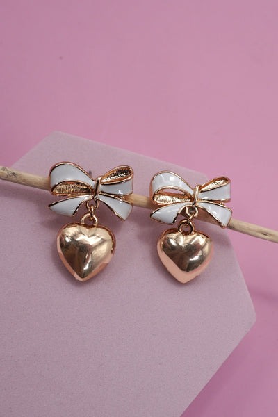 EPOXY BOW HEART DROP EARRINGS | 31E50382