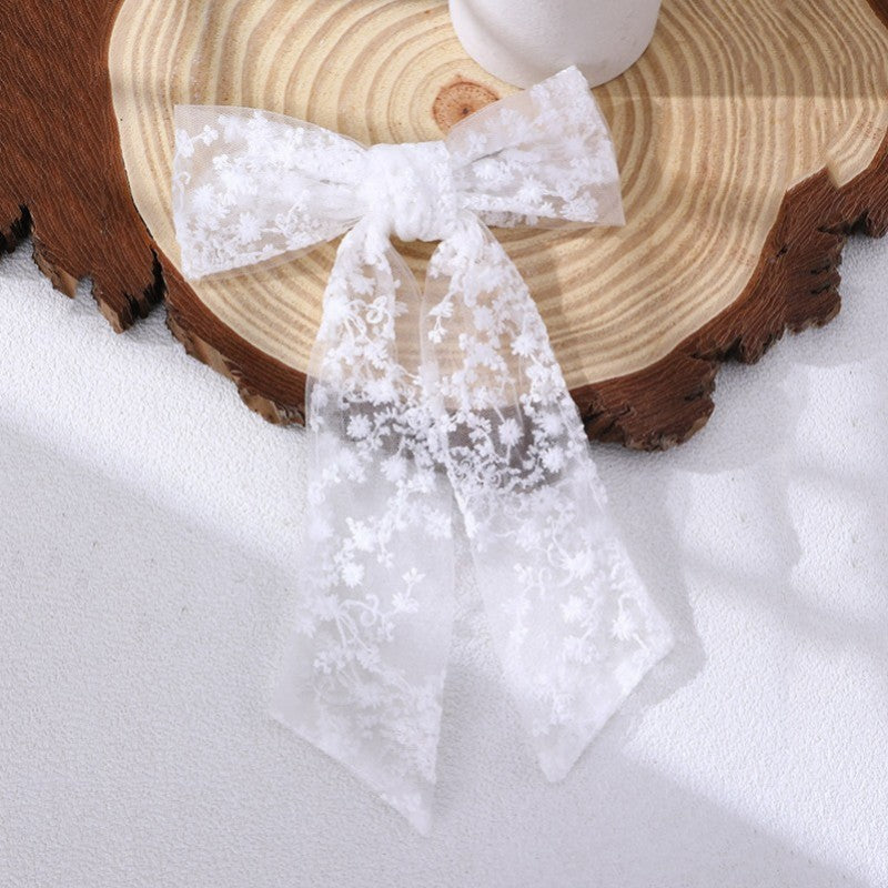 PRETTY ORGANZA CHECKER BOW RIBBON HAIR CLIPS | 40H903