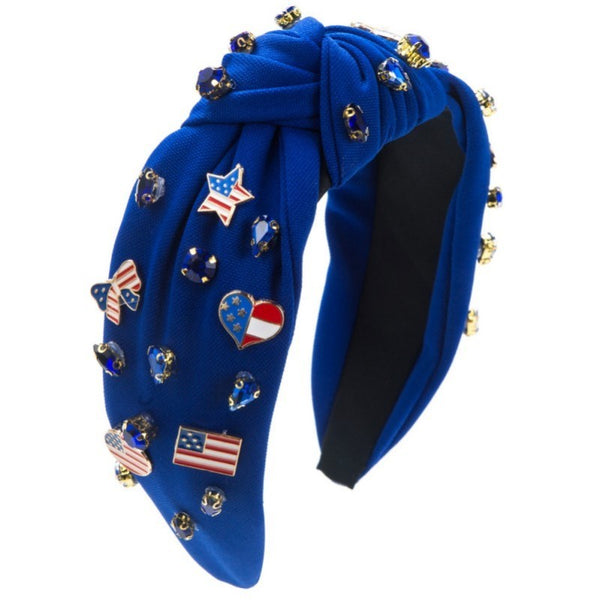 4TH OF JULY FLAG STAR RHINESTONE STUD HEADBAND | 40HB165