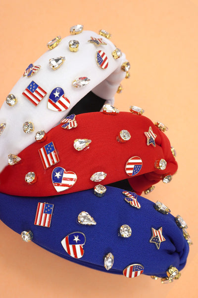 4TH OF JULY FLAG STAR RHINESTONE STUD HEADBAND | 40HB165