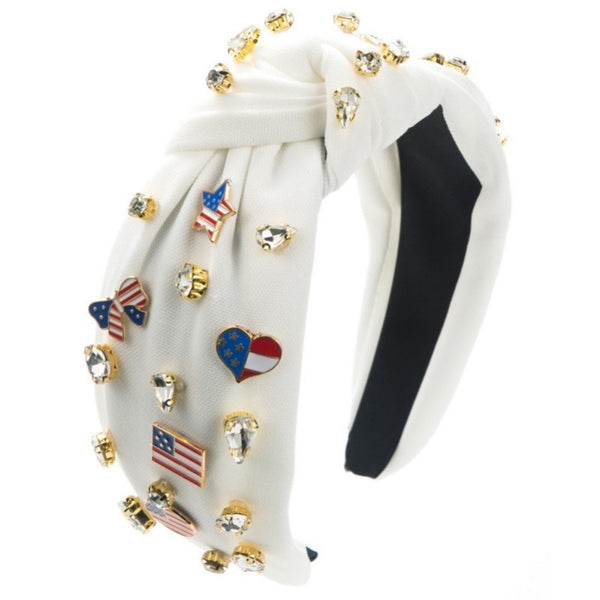 4TH OF JULY FLAG STAR RHINESTONE STUD HEADBAND | 40HB165