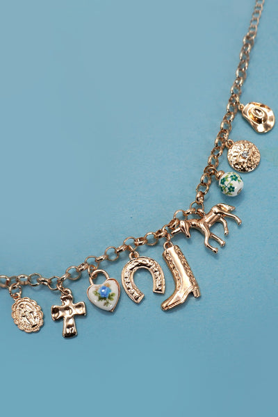 CHARM BRACELET - WESTERN BOOT CROSS PORCELAIN | 80B1345