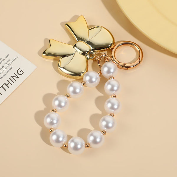 BAG CHARM-PEARL BOW KEYCHAIN BAG CHARM | 40KC146