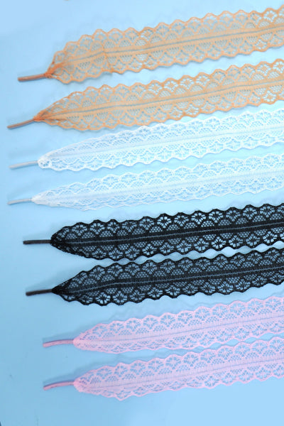 CHANTILLY LACE RIBBON BOW PAIR SHOE LACES | 40SD111