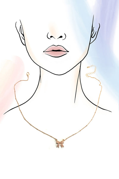 PEARL BOW CHARM BALL CHAIN NECKLACE | 80N91620