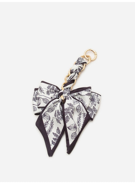 VINTAGE FLORAL SILK BOW BAG CHARM KEYCHAIN | 40KC148