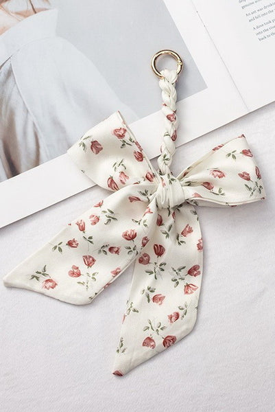 FLORAL SILK BOW BAG CHARM KEYCHAIN | 40KC149