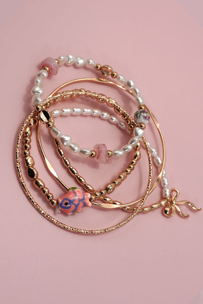 PORCELAIN TOILE PATTERN MULTI LAYER BRACELET | 80B1362