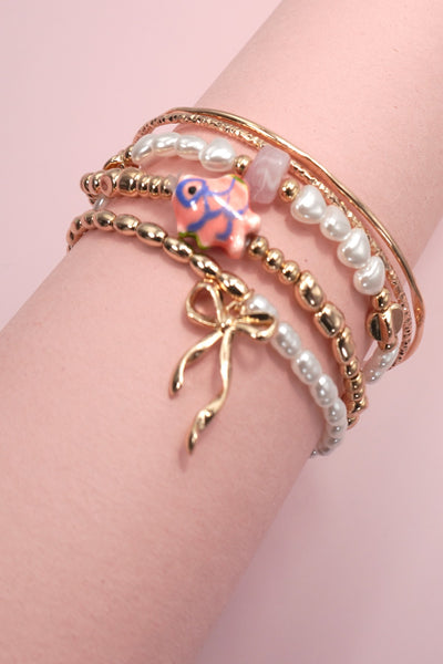 PORCELAIN TOILE PATTERN MULTI LAYER BRACELET | 80B1362